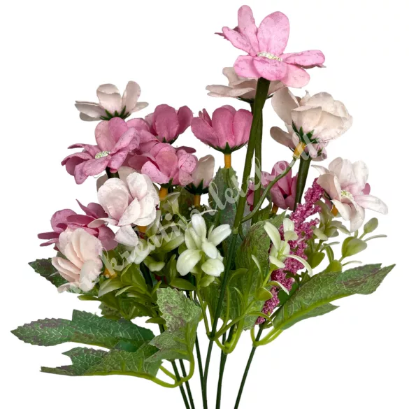 Dupla szirmú csokor, rózsaszín, 35 cm