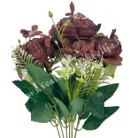 Peonia csokor, barna, 36 cm