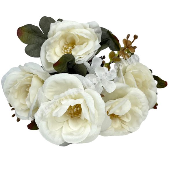 Rózsacsokor, törtfehér, 29 cm