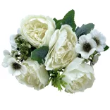 Peonia csokor apró virággal, törtfehér, 29 cm