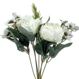 Peonia csokor apró virággal, törtfehér, 29 cm