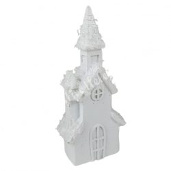 Polyresin fehér havas templom, 3,2x7,2 cm