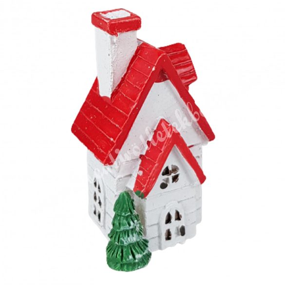 Polyresin piros tetős ház, 3x4,7 cm