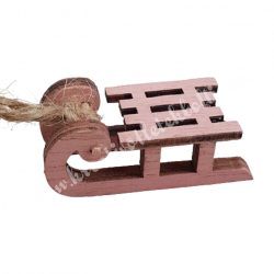 Mini szánkó, fa, rózsaszín, 5x2 cm