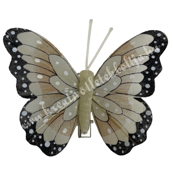Csipeszes pillangó, szürke-fekete, 7,8x7 cm