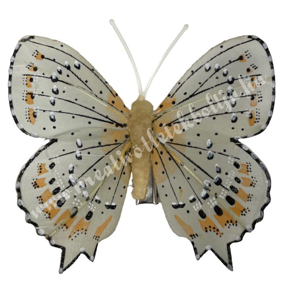 Csipeszes pillangó, szürke-okker, 7,8x7,5 cm