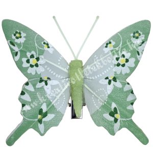 Csipeszes pillangó, zöld, 7x6,5 cm