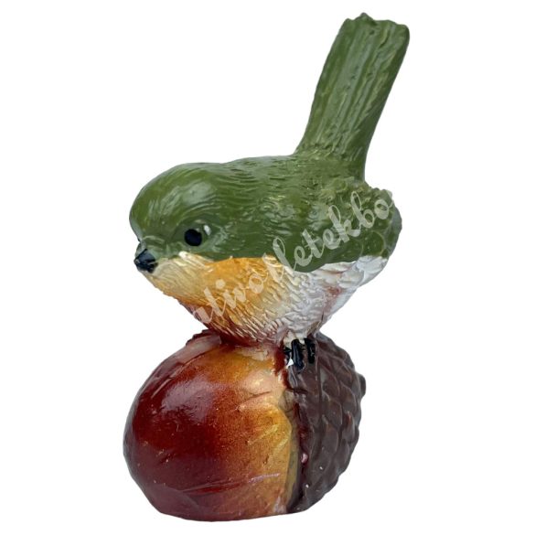 Polyresin madár makkon, 2,5x4,5 cm