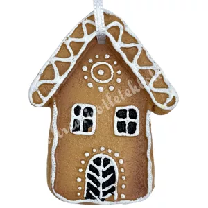 Akasztós polyresin mézeskalács házikó, 5,5x7,5 cm