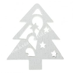 Ragasztható fa fenyőfa, fehér, mintás, 3x3,5 cm