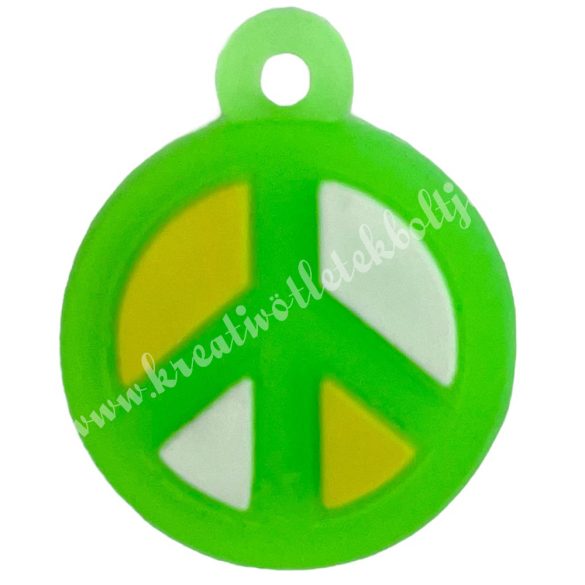 Gumigyűrű dísz, béke, zöld, 1,8x2,2 cm