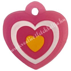 Gumigyűrű dísz, szív, rózsaszín, 2x2,1 cm