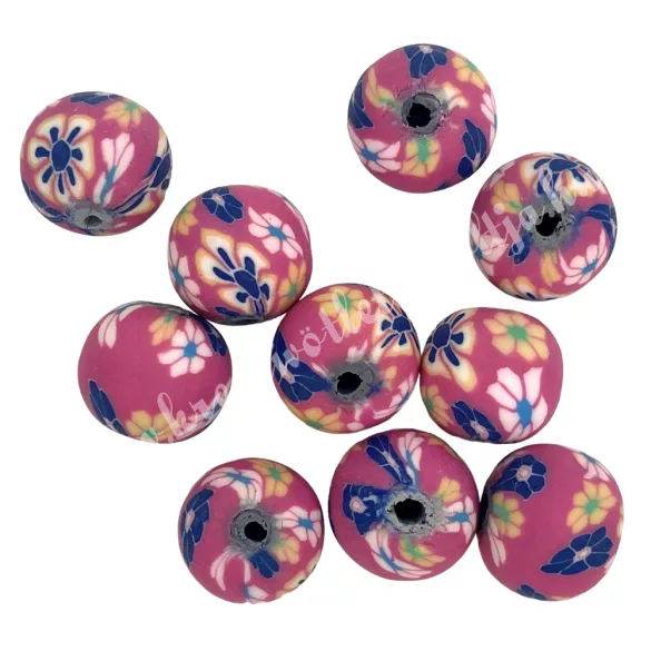 Gyurmagyöngy, pink, 12 mm