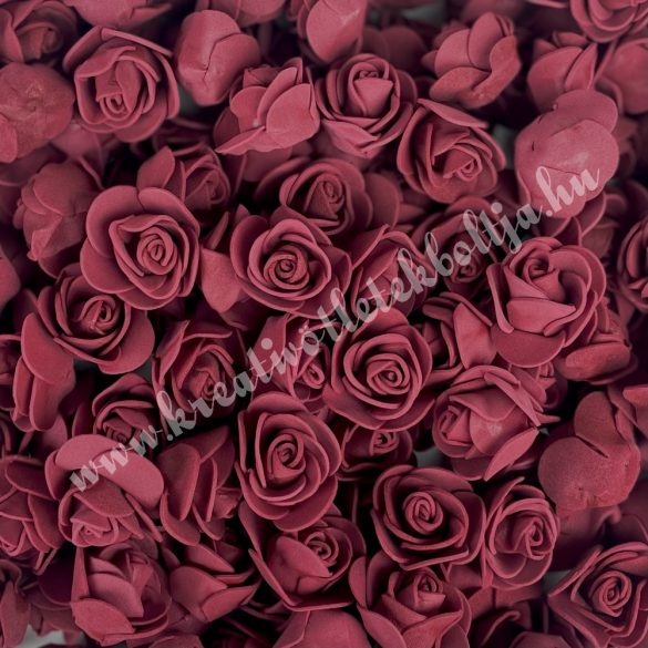 Habrózsa/ polifoam rózsa, bordó, 3 cm, 50 db/csomag