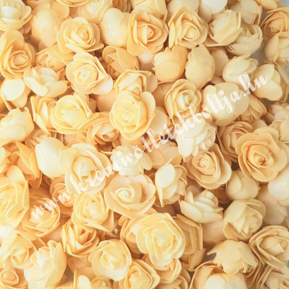 Habrózsa/ polifoam rózsa, halványbarack, 3 cm, 50db/csomag
