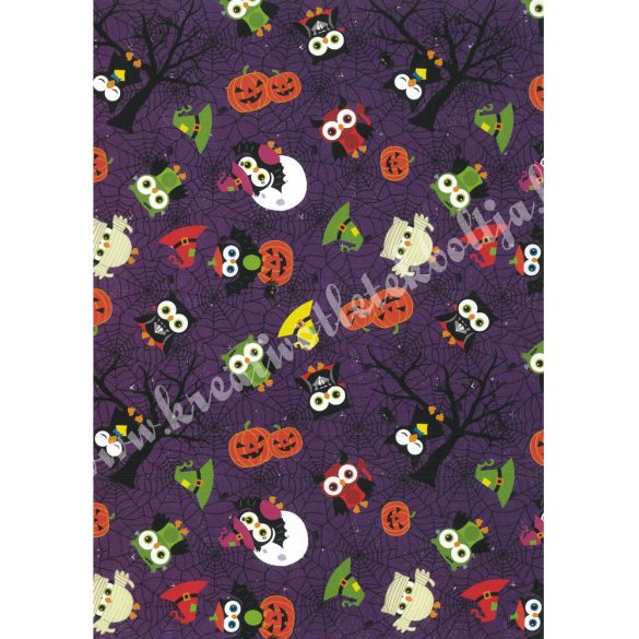 Halloween kartonpapír, bagoly-pókháló, 20x29,5 cm