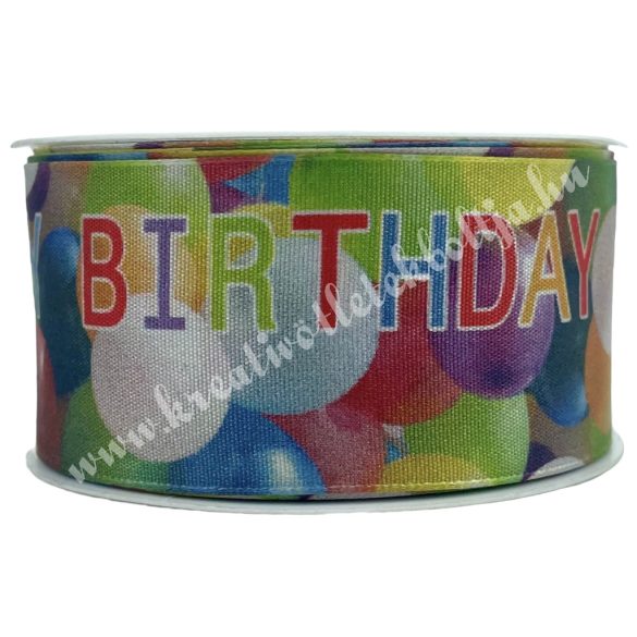 "Happy Birthday" mintás szalag 4 cm