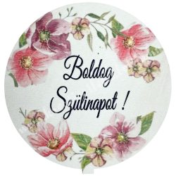 Mdf tábla, kerek, "Boldog Szülinapot", 6,5 cm