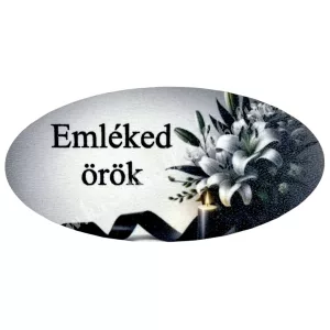 Mdf tábla, ovális, Emléked örök, szürke, 6x3 cm
