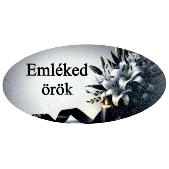 Mdf tábla, ovális, Emléked örök, szürke, 6x3 cm
