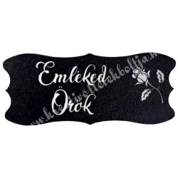 Mdf tábla, ovális, Emléked örök, fekete, 7x3 cm