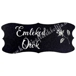 Mdf tábla, ovális, Emléked örök, fekete, 7x3 cm