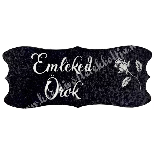 Mdf tábla, ovális, Emléked örök, fekete, 7x3 cm
