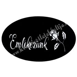 Mdf tábla, ovális, Emlékezünk, fekete, 4x2,5 cm