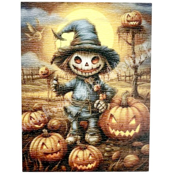 Mdf tábla, téglalap, lidérc tökkel, 6,5x8,5 cm