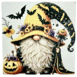 Mdf tábla, négyzet, manó tökkel, 6,3 cm