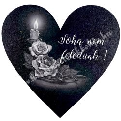 Mdf tábla, szív, Soha nem feledünk, fekete, 7x7 cm