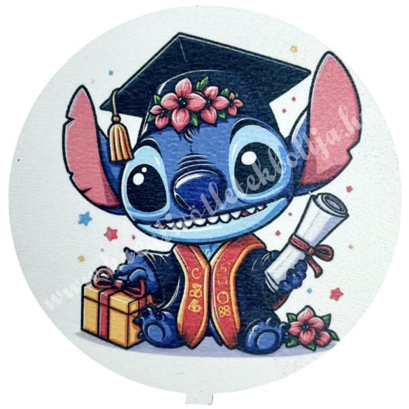 Mdf tábla, kerek, Stitch, 6,5 cm
