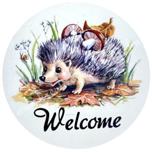 Mdf tábla, kerek, süni gombával, 13 cm