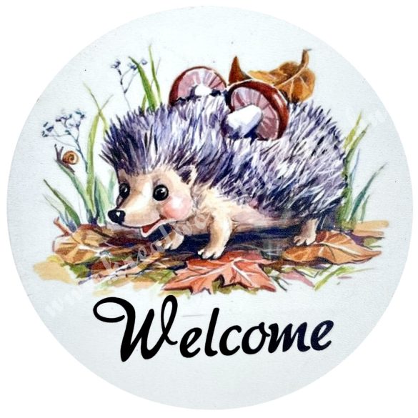 Mdf tábla, kerek, süni gombával, 13 cm