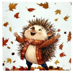 Mdf tábla, négyzet, süni levelekkel, 6,3 cm