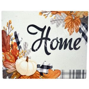 Mdf tábla, téglalap, tök, home felirattal, 10x8 cm