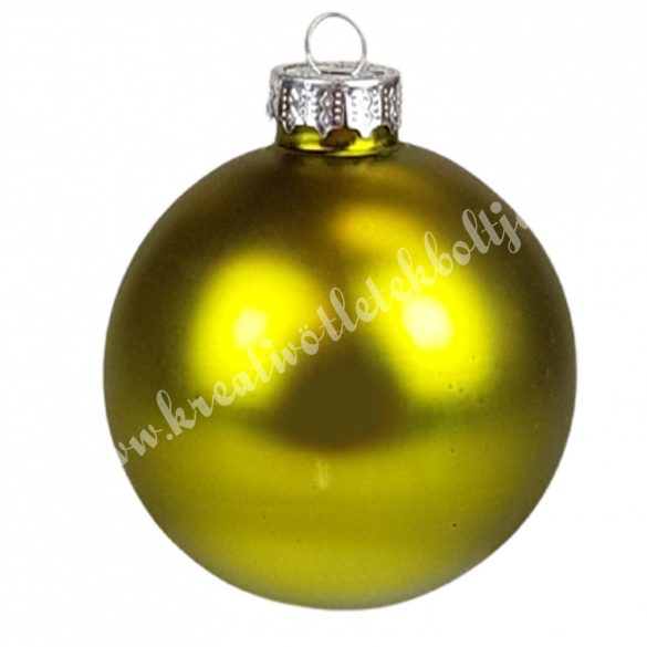 Karácsonyfadísz, üveggömb, oliva, matt, 6 cm