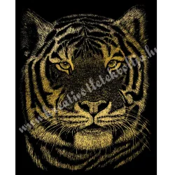   Karckép gravírozó készlet karctűvel, tigris, arany, 20x25 cm