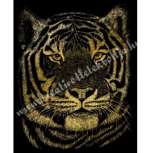 Karckép gravírozó készlet karctűvel, tigris, arany, 20x25 cm