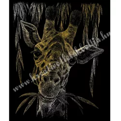   Karckép gravírozó készlet karctűvel, zsiráf, arany, 20x25 cm