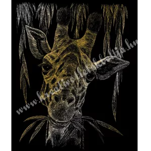 Karckép gravírozó készlet karctűvel, zsiráf, arany, 20x25 cm