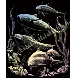   Karckép gravírozó készlet karctűvel, delfin, holográf, 20x25 cm