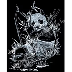  Karckép gravírozó készlet karctűvel, panda, ezüst, 20x25 cm