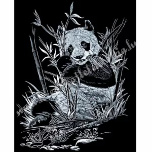 Karckép gravírozó készlet karctűvel, panda, ezüst, 20x25 cm