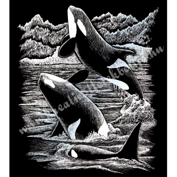 Karckép gravírozó készlet karctűvel, orka, ezüst, 20x25 cm