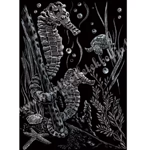 Karckép gravírozó készlet karctűvel, csikóhal, ezüst, 12x18 cm