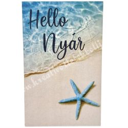   Dekorkarton tábla, téglalap, Hello nyár felirattal, 5x8 cm