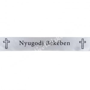 Kegyeleti szalag, "Nyugodj békében", fehér, 4 cm
