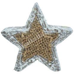 Kerámia csillag, fehér-barna, 14,5x14 cm