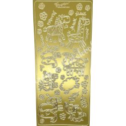 Kontúrmatrica, állatok, arany, 10x23 cm
